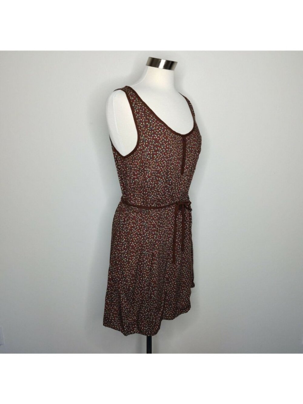Mossimo Brown Floral Sleeveless Mini Dress L - Picture 9 of 10